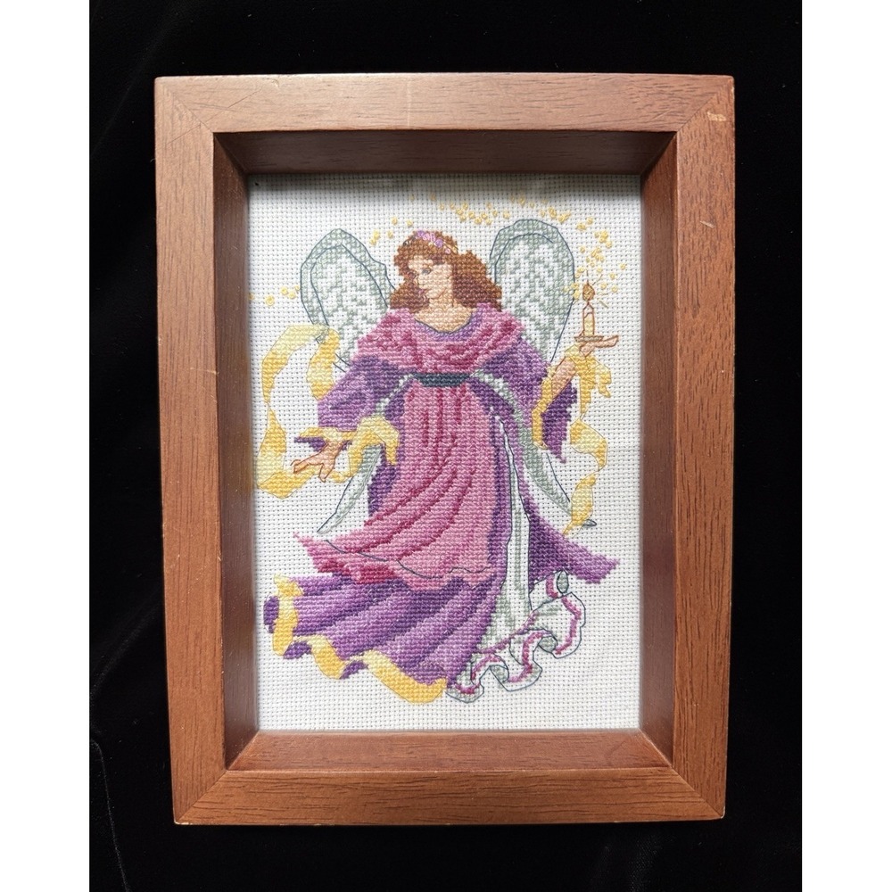 Beautiful "Angel Of Light" Cross Stitch Framed Art Ready to Hang